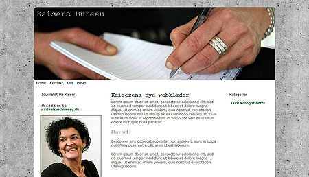 KaisersBureau har fået hjemmeside lavet i WordPress - med webdesign lavet af WebWoman Kommunikation