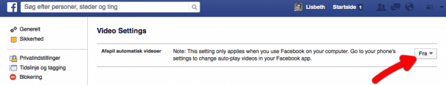 Stop autoplay af video på Facebook