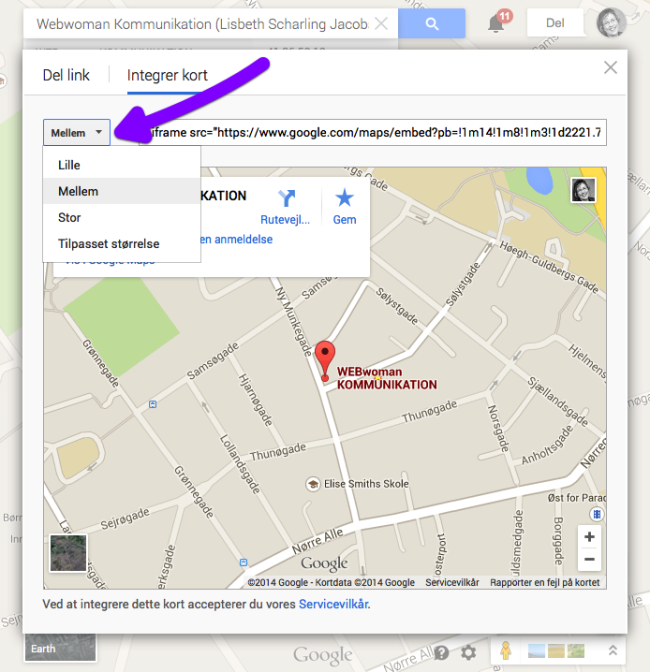 Sæt Google Map ind på dit website